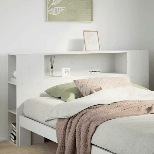 Cabeceira - Cabeceira de cama com arrumação 135 cm madeira de pinho maciça branco Cabeceira - Cabeceira de cama com arrumação 135 cm madeira de pinho maciça branco