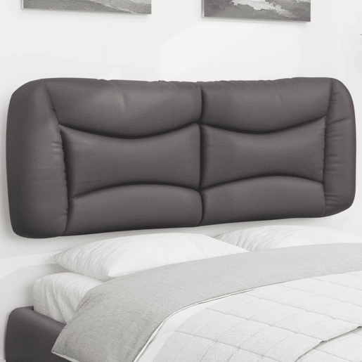 Almofadão de Cabeceira - Cabeceira de cama 120 cm couro artificial cinzento