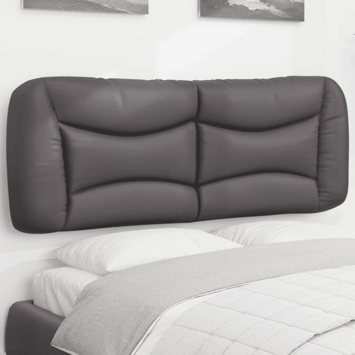 Almofadão de Cabeceira - Cabeceira de cama 140 cm couro artificial cinzento