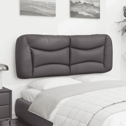 Almofadão de Cabeceira - Cabeceira de cama 140 cm couro artificial cinzento
