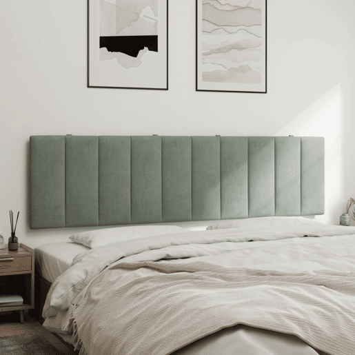 Almofadão de Cabeceira - Cabeceira de cama 180 cm veludo cinzento-claro