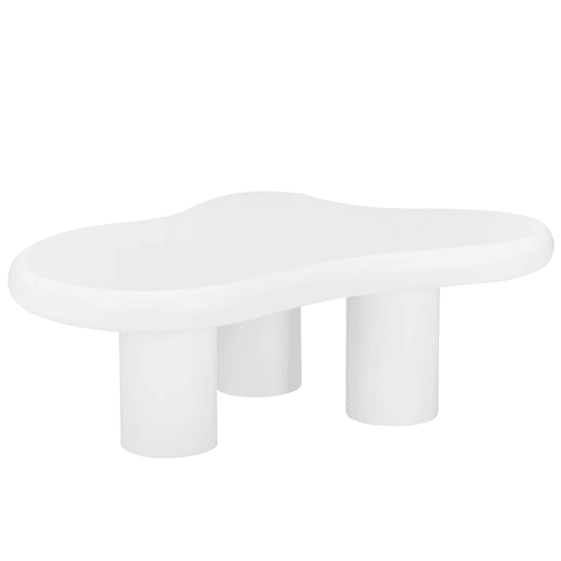 Mesa de centro irregular em forma de nuvem 97x67x32cm - MDF com almofadas de feltro, superfície lacada - Creativa