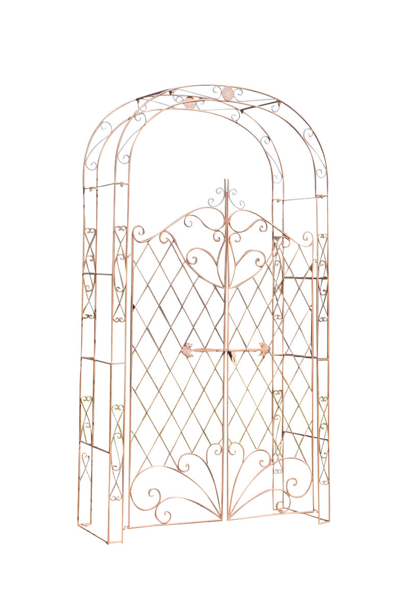 Arco de jardín con puerta melissa metal marrón antiguo 40x120x220 cm