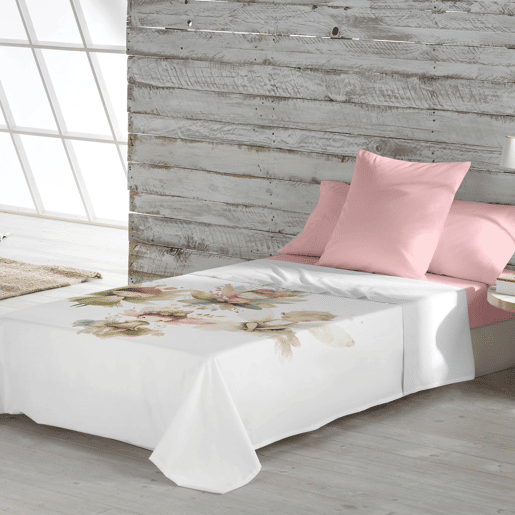 NATURALS - Conjunto de lençóis estampados de 3 peças para cama 105 - Algodão extra macio - Inclui lençol de cima + 1 fronha + 1 lençol de baixo - Fabricado na Espanha - FALA