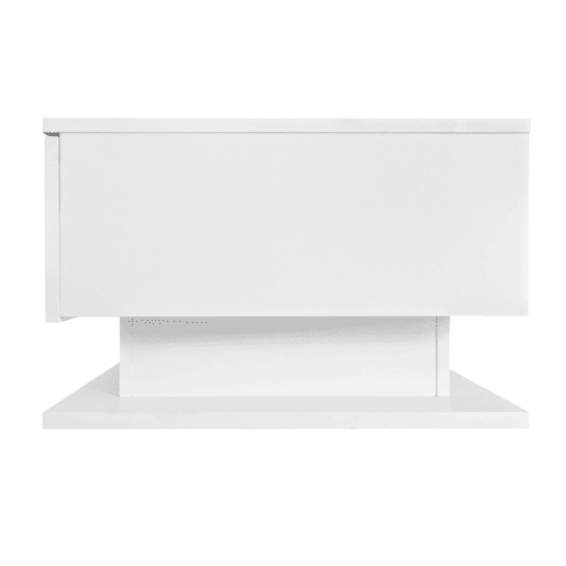 Mesa de centro 100x50x32 cm - com tampo de vidro e gavetas, resistente a riscos, com 1 gaveta, com iluminação LED, estilo moderno - Branco hochglanz