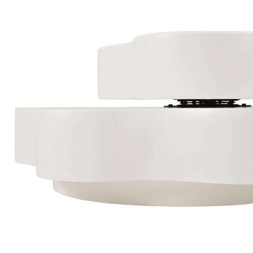 Mesa de centro 74,8 x 67,5 x 31 cm - Mesa de café em forma de flor, tampo giratório 360°, com 2 prateleiras, cor creme