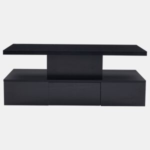 Mesa de centro LED com 2 níveis - Mesa de sala com luz LED de 16 cores, prateleira de exposição e gaveta deslizante - Preto