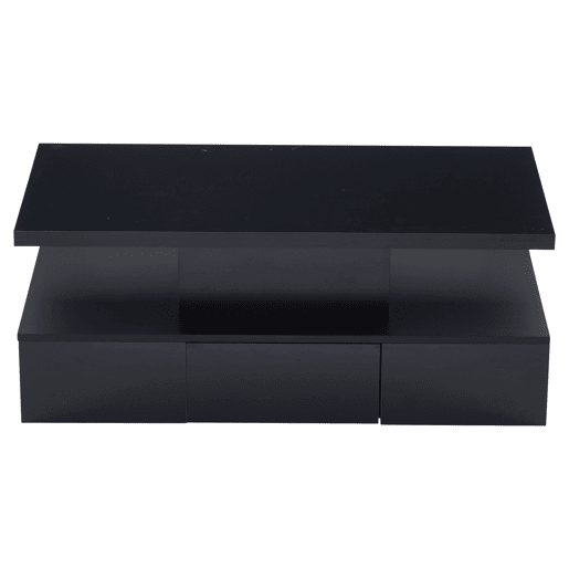 Mesa de centro LED com 2 níveis - Mesa de sala com luz LED de 16 cores, prateleira de exposição e gaveta deslizante - Preto