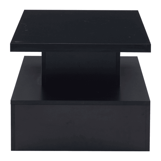 Mesa de centro LED com 2 níveis - Mesa de sala com luz LED de 16 cores, prateleira de exposição e gaveta deslizante - Preto