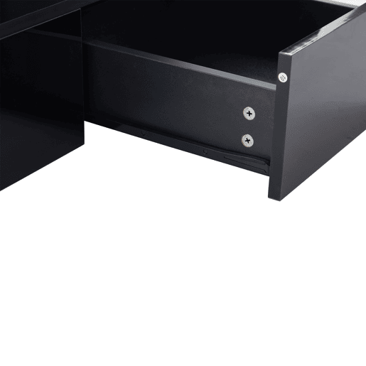 Mesa de centro LED com 2 níveis - Mesa de sala com luz LED de 16 cores, prateleira de exposição e gaveta deslizante - Preto