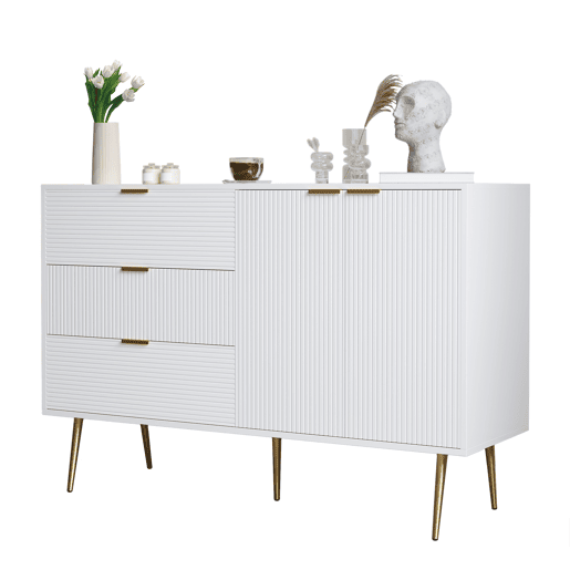 Aparador de mdf com 2 portas e 3 gavetas,branco Aparador de mdf com 2 portas e 3 gavetas,branco