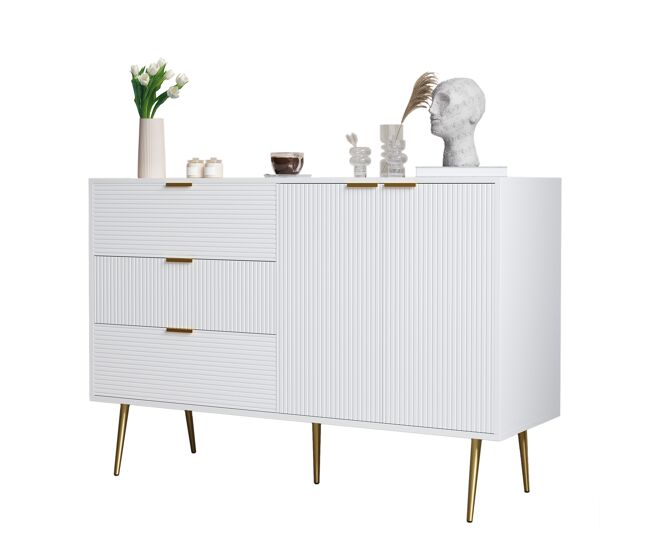 Aparador de mdf con 2 puertas y 3 cajones,blanco