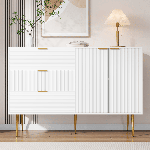Aparador de mdf com 2 portas e 3 gavetas,branco Aparador de mdf com 2 portas e 3 gavetas,branco