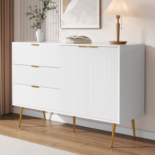 Aparador de mdf com 2 portas e 3 gavetas,branco Aparador de mdf com 2 portas e 3 gavetas,branco