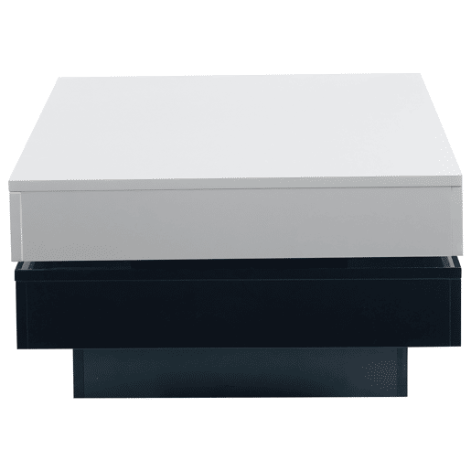Mesa de centro giratória - Mesa moderna com superfície brilhante, mesa de dupla camada - Branco e preto