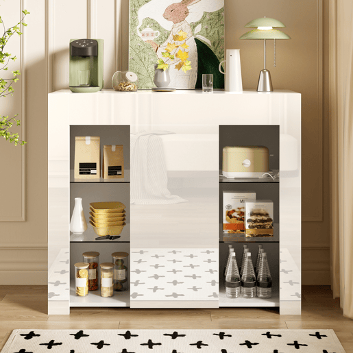 Aparador de painel de partículas com 1 porta,branco