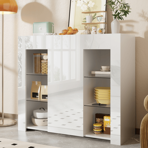Aparador de painel de partículas com 1 porta,branco
