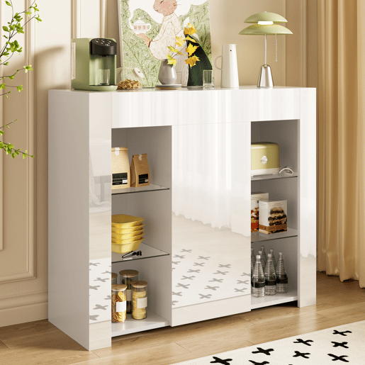 Aparador de painel de partículas com 1 porta,branco