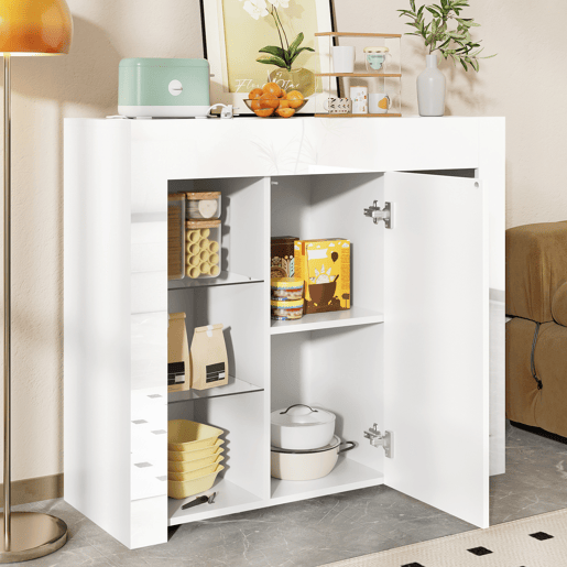Aparador de painel de partículas com 1 porta,branco