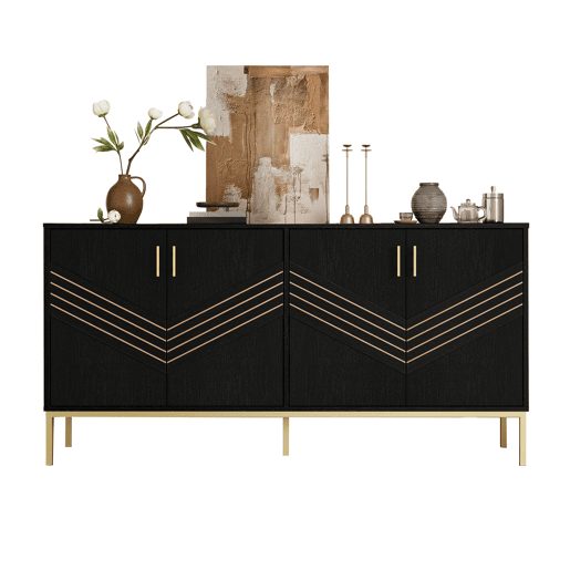 Aparador de mdf com 4 portas,preto