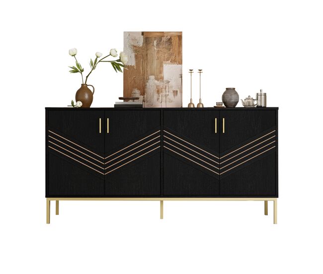 Aparador de mdf con 4 puertas,negro