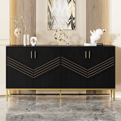 Aparador de mdf com 4 portas,preto