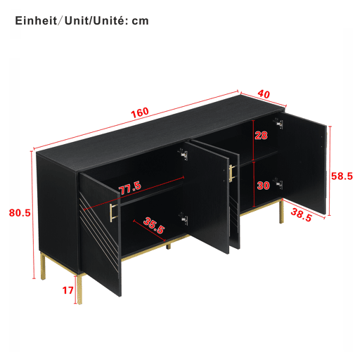 Aparador de mdf com 4 portas,preto