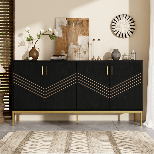 Aparador de mdf com 4 portas,preto