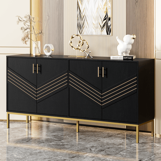 Aparador de mdf com 4 portas,preto