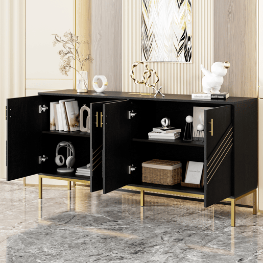 Aparador de mdf com 4 portas,preto