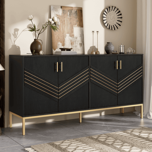 Aparador de mdf com 4 portas,preto