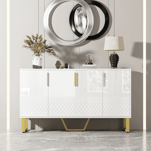 Aparador de mdf com 4 portas,branco Aparador de mdf com 4 portas,branco