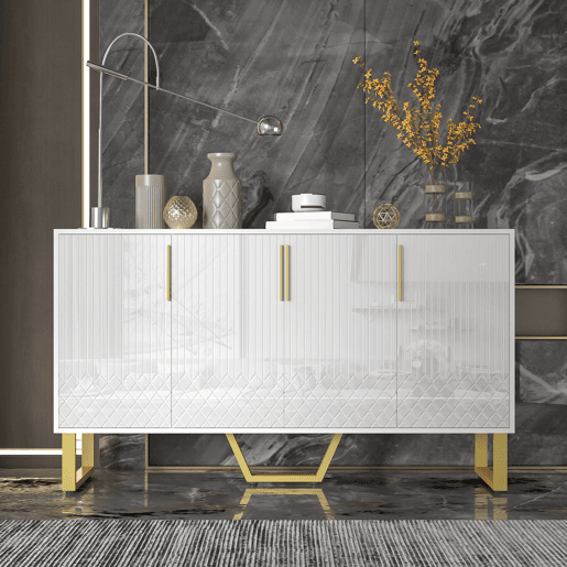Aparador de mdf com 4 portas,branco Aparador de mdf com 4 portas,branco