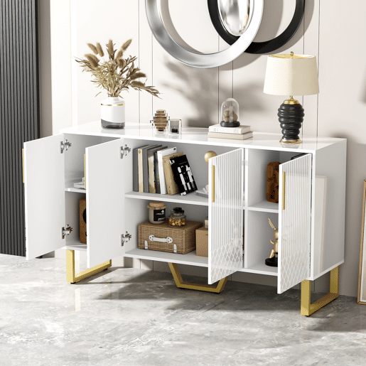 Aparador de mdf com 4 portas,branco Aparador de mdf com 4 portas,branco
