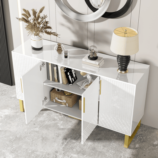 Aparador de mdf com 4 portas,branco Aparador de mdf com 4 portas,branco