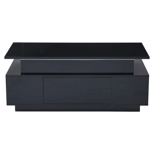 Mesa de centro 96x45x40 cm - Mesa de café elevável com arrumação oculta e gaveta - Preto Mesa de centro 96x45x40 cm - Mesa de café elevável com arrumação oculta e gaveta - Preto
