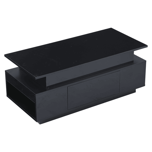 Mesa de centro 96x45x40 cm - Mesa de café elevável com arrumação oculta e gaveta - Preto Mesa de centro 96x45x40 cm - Mesa de café elevável com arrumação oculta e gaveta - Preto