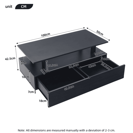 Mesa de centro LED - Características de armazenamento - Preto Mesa de centro LED - Características de armazenamento - Preto