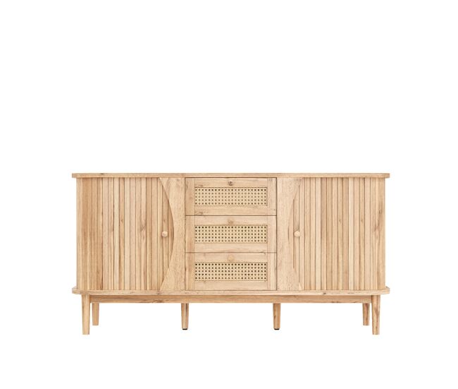 Aparador de panel de partículas con 2 puertas y 3 cajones,natural