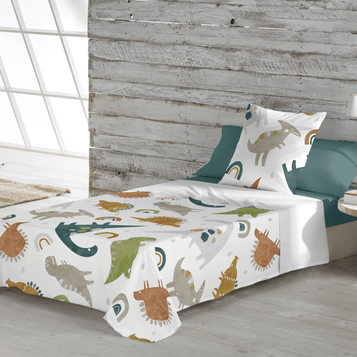 NATURALS - Conjunto de lençóis estampados de 3 peças para cama 105 - Algodão extra macio - Inclui lençol de cima + 1 fronha + 1 lençol de baixo - Fabricado na Espanha - SAURIO