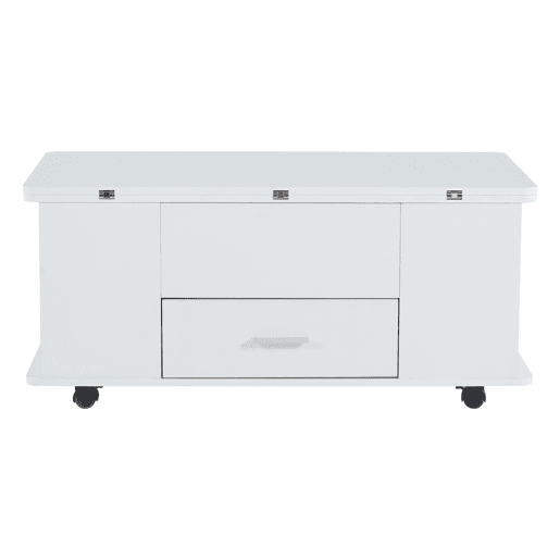 Mesa de centro elevável - Mesa de sala multifuncional 4 em 1 com 4 bancos e gavetas - Branca Mesa de centro elevável - Mesa de sala multifuncional 4 em 1 com 4 bancos e gavetas - Branca