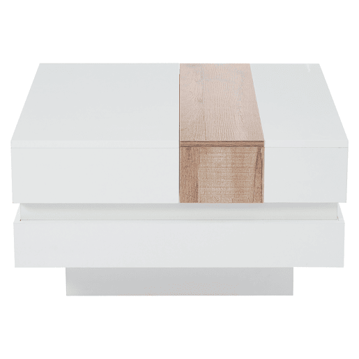 Mesa auxiliar 70x70x39 cm - Mesa de centro com tampo extensível, arrumação oculta, branca + cor principal