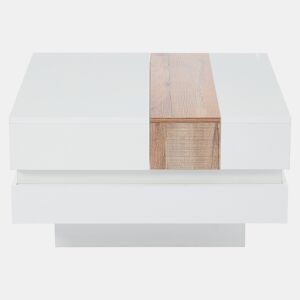 Mesa auxiliar 70x70x39 cm - Mesa de centro com tampo extensível, arrumação oculta, branca + cor principal