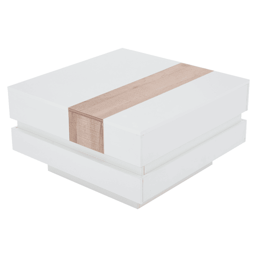 Mesa auxiliar 70x70x39 cm - Mesa de centro com tampo extensível, arrumação oculta, branca + cor principal