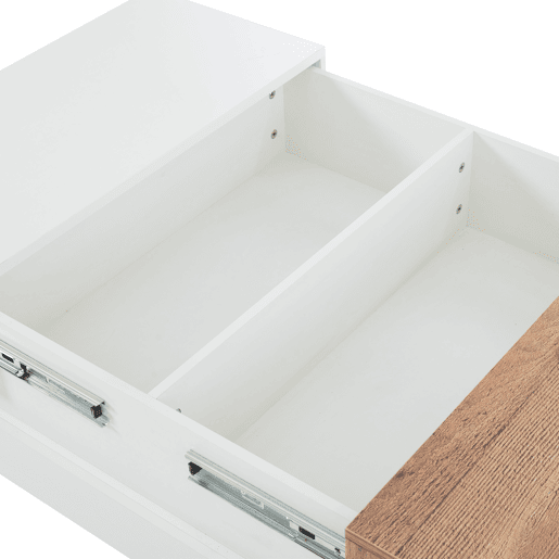 Mesa auxiliar 70x70x39 cm - Mesa de centro com tampo extensível, arrumação oculta, branca + cor principal
