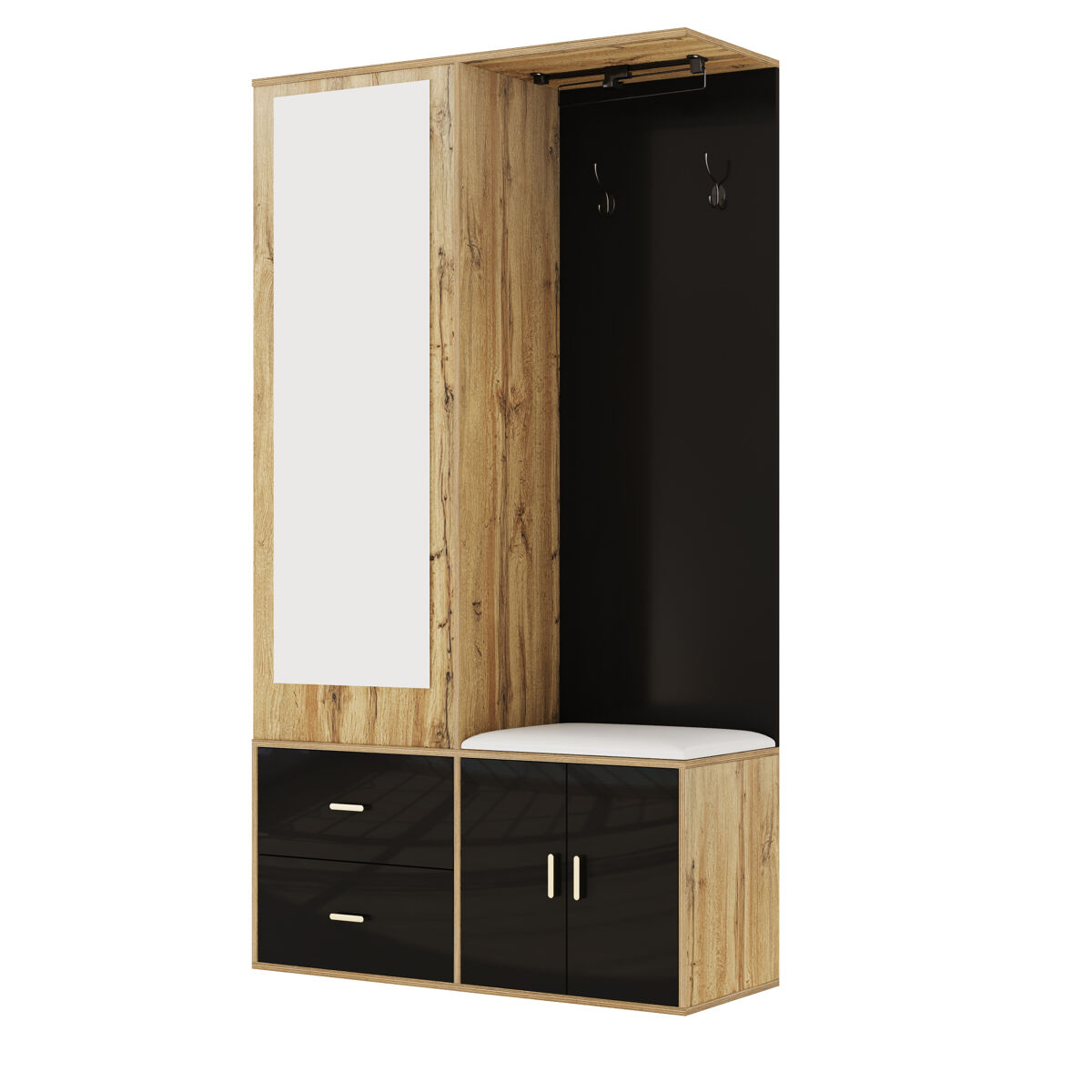 Mueble recibidor con zapatero y espejo 100