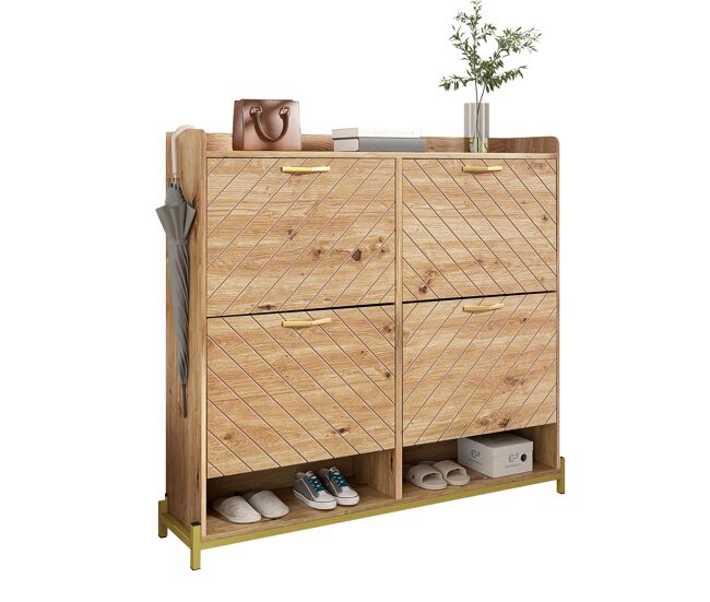 Zapatero de mdf con 4 trampones,natural
