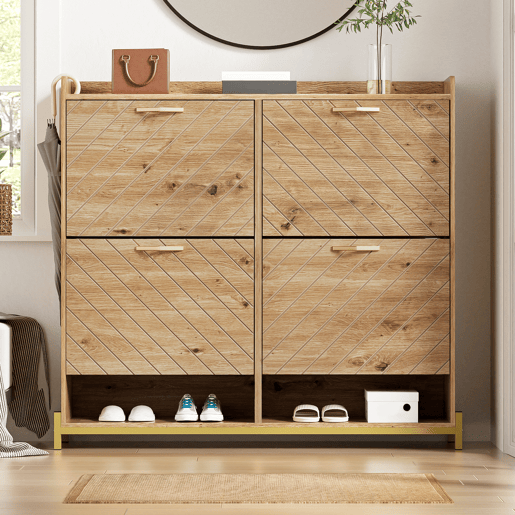 Sapateira de mdf com 4 tabuleiros,natural
