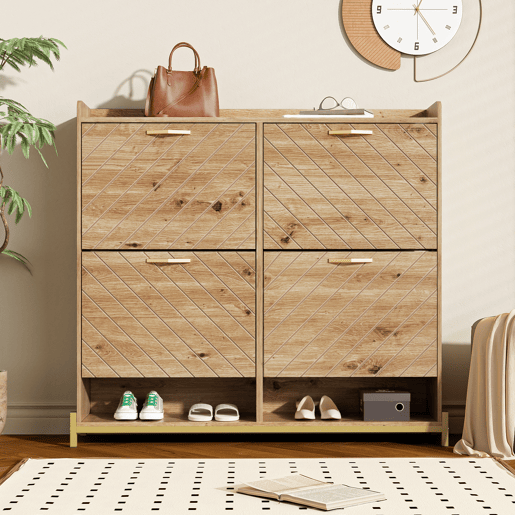Sapateira de mdf com 4 tabuleiros,natural