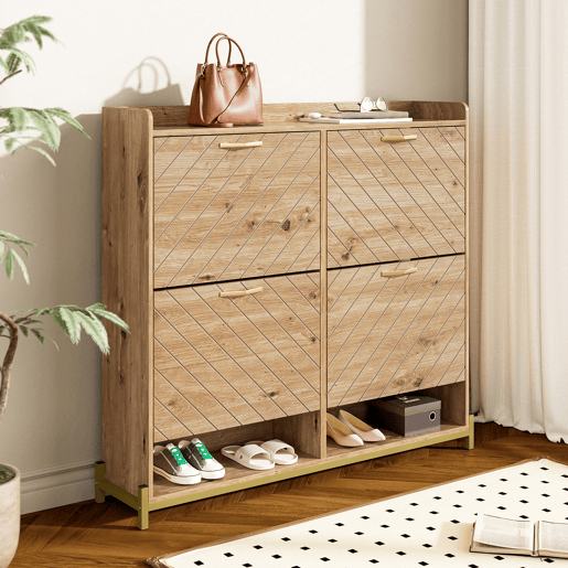 Sapateira de mdf com 4 tabuleiros,natural